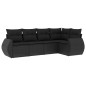vidaXL 5-tlg. Garten-Sofagarnitur mit Kissen Schwarz Poly Rattan vidaXL 5-tlg. Garten-Sofagarnitur mit Kissen Schwarz Poly Rattan