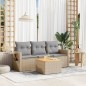 vidaXL 4-tlg. Garten-Sofagarnitur mit Kissen Beige Poly Rattan vidaXL 4-tlg. Garten-Sofagarnitur mit Kissen Beige Poly Rattan