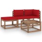 4-tlg. Garten-Lounge-Set aus Paletten mit Kissen Kiefernholz 4-tlg. Garten-Lounge-Set aus Paletten mit Kissen Kiefernholz