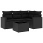 vidaXL 5-tlg. Garten-Sofagarnitur mit Kissen Schwarz Poly Rattan vidaXL 5-tlg. Garten-Sofagarnitur mit Kissen Schwarz Poly Rattan