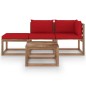 4-tlg. Garten-Lounge-Set aus Paletten mit Kissen Kiefernholz 4-tlg. Garten-Lounge-Set aus Paletten mit Kissen Kiefernholz