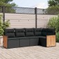 vidaXL 5-tlg. Garten-Sofagarnitur mit Kissen Schwarz Poly Rattan vidaXL 5-tlg. Garten-Sofagarnitur mit Kissen Schwarz Poly Rattan