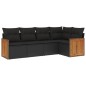 vidaXL 5-tlg. Garten-Sofagarnitur mit Kissen Schwarz Poly Rattan vidaXL 5-tlg. Garten-Sofagarnitur mit Kissen Schwarz Poly Rattan