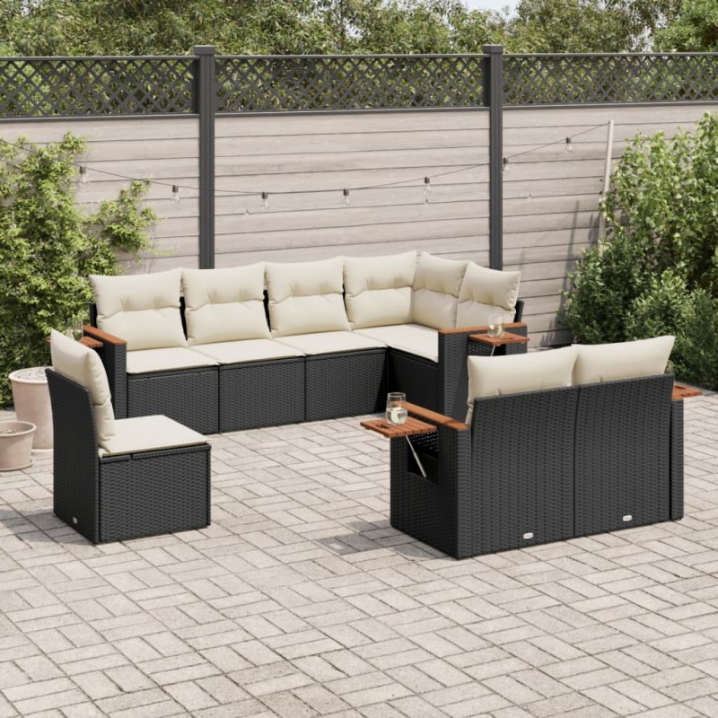 vidaXL 8-tlg. Garten-Sofagarnitur mit Kissen Schwarz Poly Rattan vidaXL 8-tlg. Garten-Sofagarnitur mit Kissen Schwarz Poly Rattan