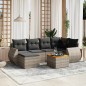 vidaXL 7-tlg. Garten-Sofagarnitur mit Kissen Grau Poly Rattan vidaXL 7-tlg. Garten-Sofagarnitur mit Kissen Grau Poly Rattan