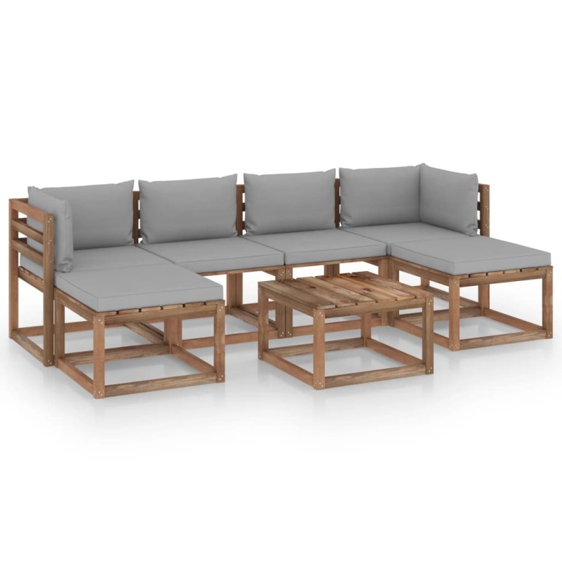 7-tlg. Garten-Lounge-Set aus Paletten mit Kissen Kiefernholz 7-tlg. Garten-Lounge-Set aus Paletten mit Kissen Kiefernholz