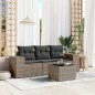 vidaXL 4-tlg. Garten-Sofagarnitur mit Kissen Grau Poly Rattan vidaXL 4-tlg. Garten-Sofagarnitur mit Kissen Grau Poly Rattan