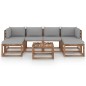 7-tlg. Garten-Lounge-Set aus Paletten mit Kissen Kiefernholz 7-tlg. Garten-Lounge-Set aus Paletten mit Kissen Kiefernholz