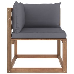 Outdoor-Ecksofa Paletten mit Kissen in Anthrazit
