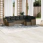 vidaXL 9-tlg. Garten-Sofagarnitur mit Kissen Grau Poly Rattan vidaXL 9-tlg. Garten-Sofagarnitur mit Kissen Grau Poly Rattan