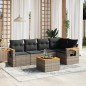 vidaXL 6-tlg. Garten-Sofagarnitur mit Kissen Grau Poly Rattan vidaXL 6-tlg. Garten-Sofagarnitur mit Kissen Grau Poly Rattan