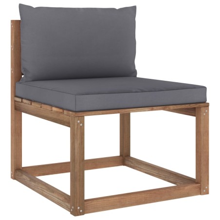 vidaXL Garten-Paletten-Mittelsofa mit Kissen Anthrazit
