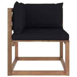 Outdoor-Ecksofa Paletten mit Kissen in Schwarz