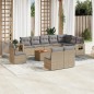 vidaXL 11-tlg. Garten-Sofagarnitur mit Kissen Beige Poly Rattan vidaXL 11-tlg. Garten-Sofagarnitur mit Kissen Beige Poly Rattan