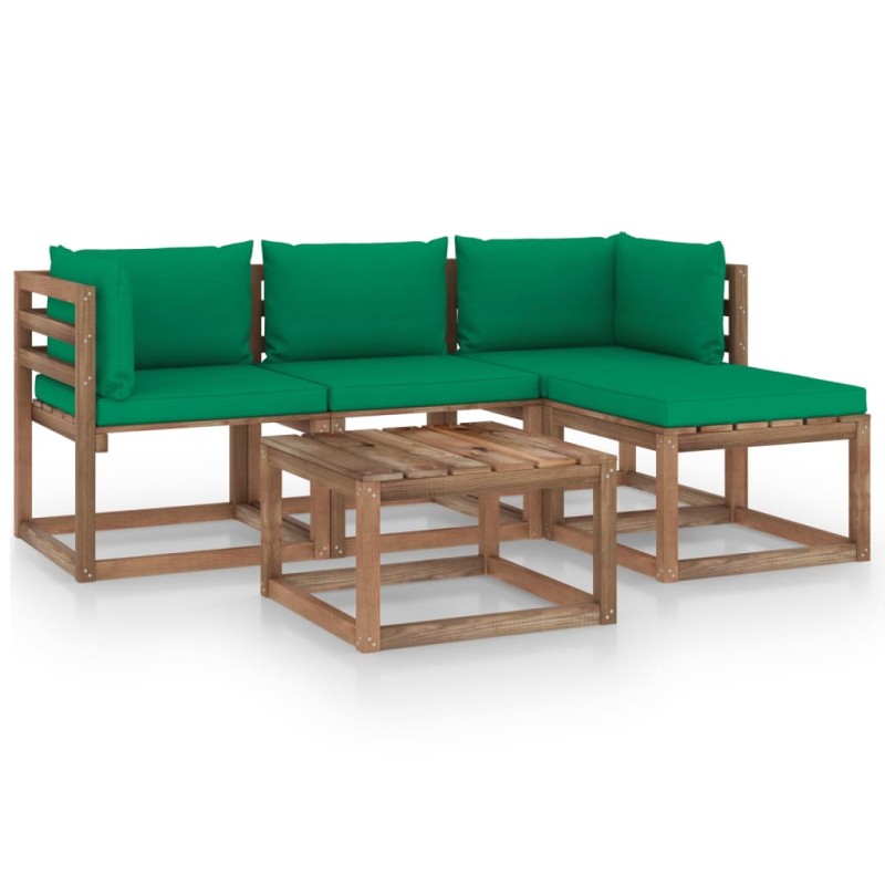 5-tlg. Garten-Lounge-Set mit Grünen Kissen 5-tlg. Garten-Lounge-Set mit Grünen Kissen
