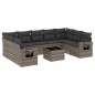 vidaXL 10-tlg. Garten-Sofagarnitur mit Kissen Grau Poly Rattan vidaXL 10-tlg. Garten-Sofagarnitur mit Kissen Grau Poly Rattan