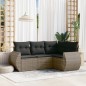 vidaXL 4-tlg. Garten-Sofagarnitur mit Kissen Grau Poly Rattan vidaXL 4-tlg. Garten-Sofagarnitur mit Kissen Grau Poly Rattan