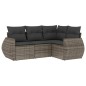 vidaXL 4-tlg. Garten-Sofagarnitur mit Kissen Grau Poly Rattan vidaXL 4-tlg. Garten-Sofagarnitur mit Kissen Grau Poly Rattan