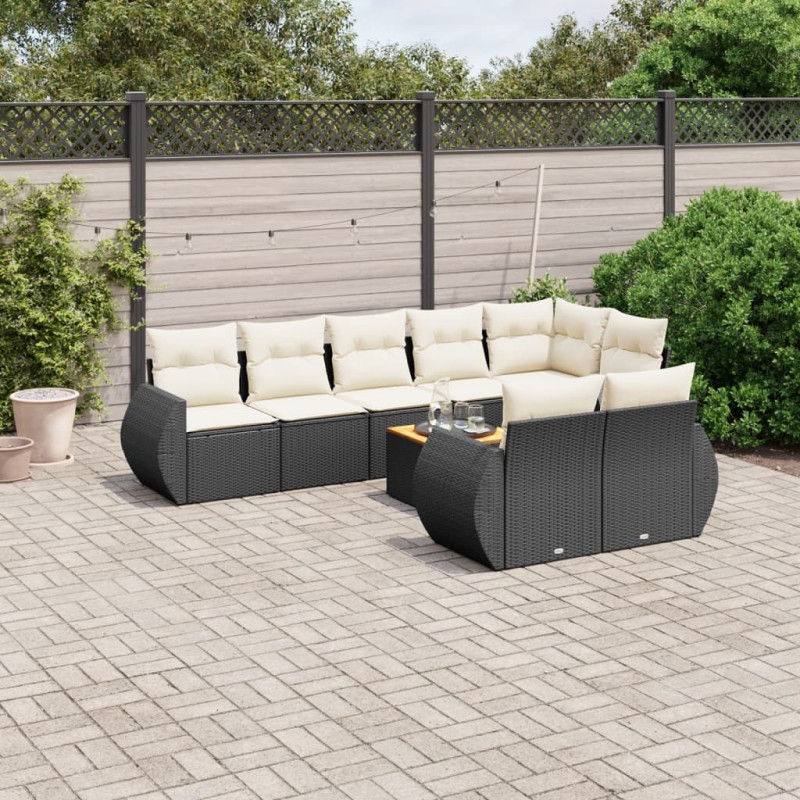 vidaXL 9-tlg. Garten-Sofagarnitur mit Kissen Schwarz Poly Rattan vidaXL 9-tlg. Garten-Sofagarnitur mit Kissen Schwarz Poly Rattan