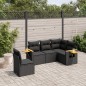 vidaXL 5-tlg. Garten-Sofagarnitur mit Kissen Schwarz Poly Rattan vidaXL 5-tlg. Garten-Sofagarnitur mit Kissen Schwarz Poly Rattan