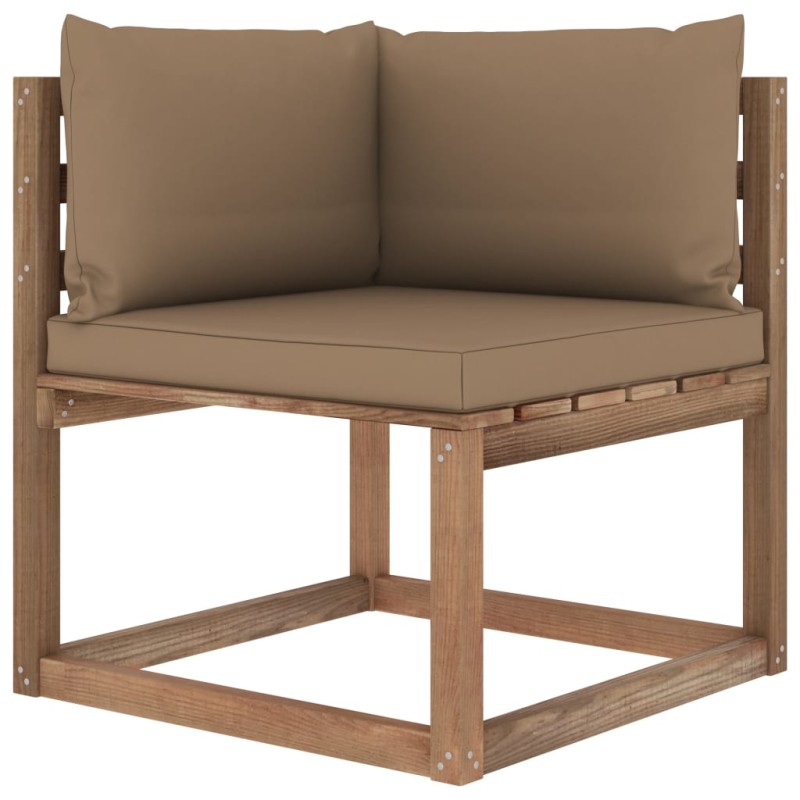 Outdoor-Ecksofa Paletten mit Kissen in Taupe Outdoor-Ecksofa Paletten mit Kissen in Taupe