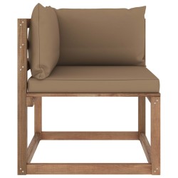 Outdoor-Ecksofa Paletten mit Kissen in Taupe