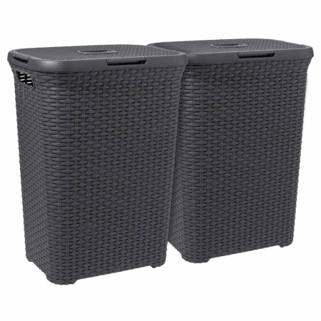 Curver Wäschekorb mit Deckel Style 2x60L Anthrazit