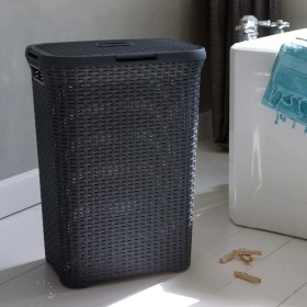 Curver Wäschekorb mit Deckel Style 2x60L Anthrazit