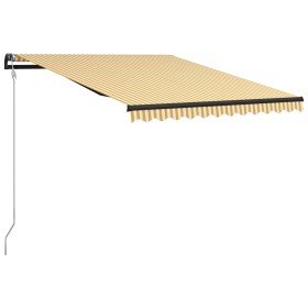 vidaXL Einziehbare Markise mit Windsensor & LED 300x250cm Gelb Weiß