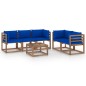 6-tlg. Garten-Lounge-Set mit Blauen Kissen 6-tlg. Garten-Lounge-Set mit Blauen Kissen