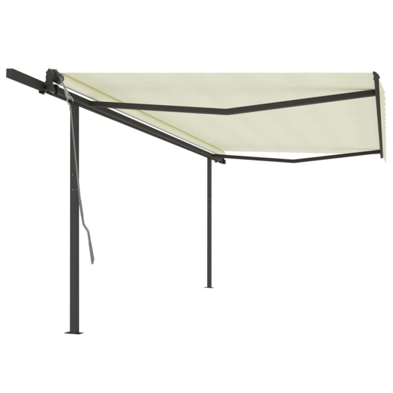 vidaXL Markise Automatisch Einziehbar mit Pfosten 5x3 m Creme vidaXL Markise Automatisch Einziehbar mit Pfosten 5x3 m Creme