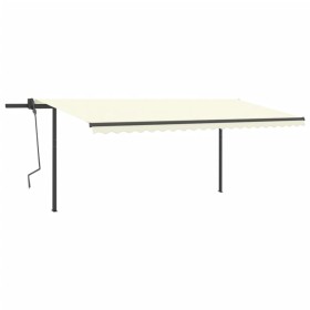 vidaXL Markise Automatisch Einziehbar mit Pfosten 5x3 m Creme