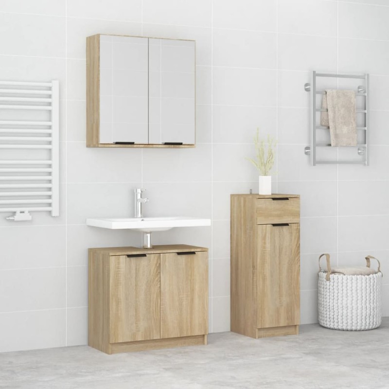 vidaXL 3-tlg. Badmöbel-Set Sonoma-Eiche Holzwerkstoff vidaXL 3-tlg. Badmöbel-Set Sonoma-Eiche Holzwerkstoff