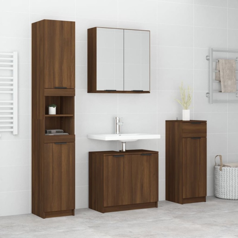 vidaXL 4-tlg. Badmöbel-Set Braun Eichen-Optik Holzwerkstoff vidaXL 4-tlg. Badmöbel-Set Braun Eichen-Optik Holzwerkstoff