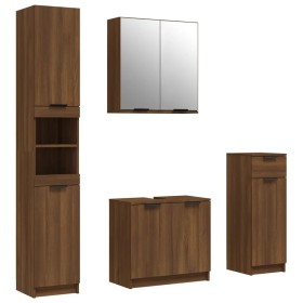 vidaXL 4-tlg. Badmöbel-Set Braun Eichen-Optik Holzwerkstoff