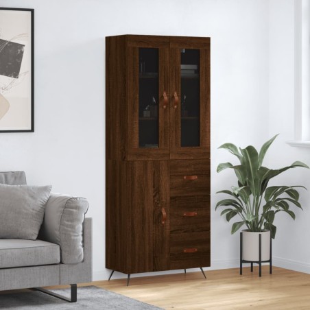 vidaXL Highboard Braun Eichen-Optik 69,5x34x180 cm Holzwerkstoff