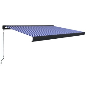 vidaXL Manuelle Kassetten-Markise 350x250 cm Blau und Weiß