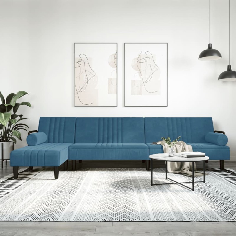 vidaXL Schlafsofa in L-Form Blau 260x140x70 cm Samt vidaXL Schlafsofa in L-Form Blau 260x140x70 cm Samt