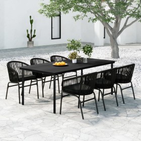 vidaXL 7-tlg. Garten-Essgruppe Schwarz