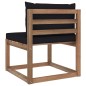 vidaXL Outdoor-Mittelsofa Paletten mit Kissen in Schwarz