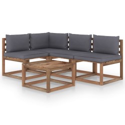 5-tlg. Garten-Lounge-Set mit Anthrazit Kissen