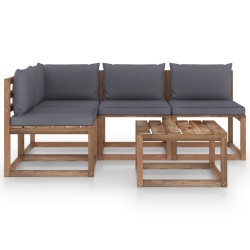 5-tlg. Garten-Lounge-Set mit Anthrazit Kissen
