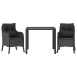 vidaXL 3-tlg. Garten-Essgruppe mit Kissen Schwarz Poly Rattan vidaXL 3-tlg. Garten-Essgruppe mit Kissen Schwarz Poly Rattan
