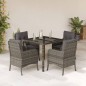 vidaXL 5-tlg. Garten-Essgruppe mit Kissen Grau Poly Rattan vidaXL 5-tlg. Garten-Essgruppe mit Kissen Grau Poly Rattan