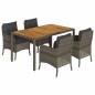 vidaXL 5-tlg. Garten-Essgruppe mit Kissen Grau Poly Rattan vidaXL 5-tlg. Garten-Essgruppe mit Kissen Grau Poly Rattan
