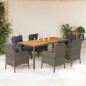 vidaXL 7-tlg. Garten-Essgruppe mit Kissen Grau Poly Rattan vidaXL 7-tlg. Garten-Essgruppe mit Kissen Grau Poly Rattan