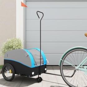 vidaXL Fahrradanhänger Schwarz und Blau 30 kg Eisen