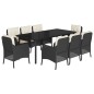 vidaXL 9-tlg. Garten-Essgruppe mit Kissen Schwarz Poly Rattan vidaXL 9-tlg. Garten-Essgruppe mit Kissen Schwarz Poly Rattan