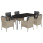 vidaXL 7-tlg. Garten-Essgruppe mit Kissen Hellgrau Poly Rattan vidaXL 7-tlg. Garten-Essgruppe mit Kissen Hellgrau Poly Rattan