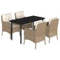 vidaXL 5-tlg. Garten-Essgruppe mit Kissen Beige Poly Rattan vidaXL 5-tlg. Garten-Essgruppe mit Kissen Beige Poly Rattan
